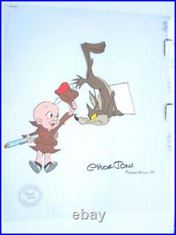 1979 WILE E COYOTE ELMER gun SIGNED CHUCK JONES Warner Brothers PRODUCTION CEL