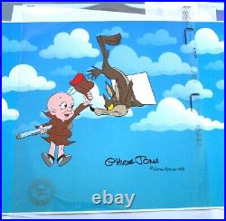 1979 WILE E COYOTE ELMER gun SIGNED CHUCK JONES Warner Brothers PRODUCTION CEL
