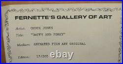 1987 Chuck Jones Daffy & Porky Framed Cel Artwork Hand signed 17/200