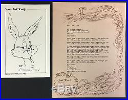 1987 Chuck Jones Signed Bugs Bunny Print Cartoon + Letter Authenticated JSA