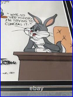 1987- Warner Bros. Bugs Bunny Animation Cel Signed by Chuck Jones Framed