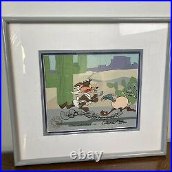 1988 Chuck Jones Signed Animation Cel- Looney Tunes-Coyote and Road Runner VTG