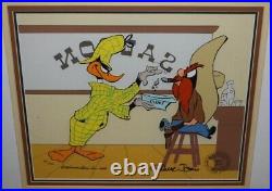 1989 Chuck Jones Daffy Sherlock Framed Cel Artwork Hand signed 14/500