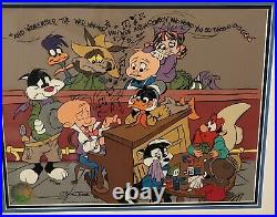 1992 Chuck Jones Signed Le Hand Painted Cel Piano Poker Elmer Fudd Daffy Duck