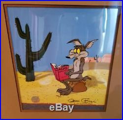 2 CHUCK JONES ANIMATION CELS WILE E COYOTE & ROAD RUNNER Both Signed #s WithCOA