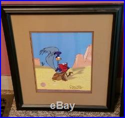 2 CHUCK JONES ANIMATION CELS WILE E COYOTE & ROAD RUNNER Both Signed #s WithCOA
