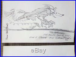2 Original Chuck Jones Wile E. Coyote And Road-Runner Pencil Drawings Signed 77