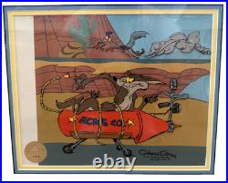 ACME Rocket Wile Coyote & RR Limited ed. Hand painted signed cel by Chuck Jones
