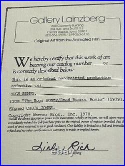 BUGS BUNNY/ROAD RUNNER MOVIE 1979 Original Art Production Cel Signed Chuck Jones