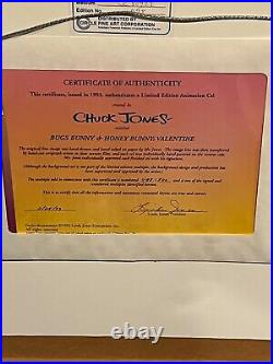 BUGS & HONEY BUNNY VALENTINE PRODUCTION CEL HAND SIGNED CHUCK JONES #498 Of 500