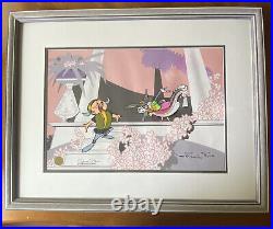 Bugs Bunny, Elmer Fudd cel Be My Wuv signed Chuck Jones. Framed with COA Opera