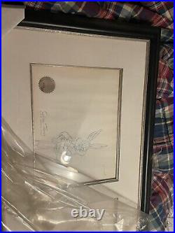 Bugs Bunny/Roadrunner Movie 1 of 1 Cel+Drawing Framed +COA signed by Chuck Jones