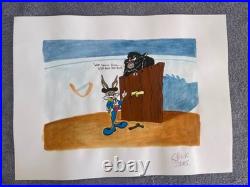 CHUCK JONES (15.7x 11.8) painting on old paper signed stamped
