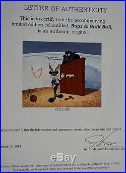 CHUCK JONES BUGS AND GULLI-BULL ANIMATION CEL SIGNED #297/750 WithCOA PROF FRAMED