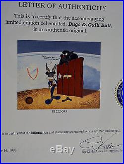CHUCK JONES BUGS AND GULLI-BULL ANIMATION CEL SIGNED #343/750 WithCOA