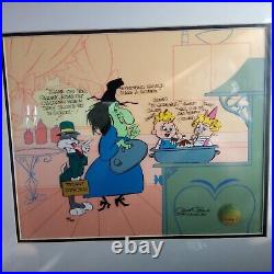 CHUCK JONES CEL BUGS AND WITCH HAZEL TRUANT OFFICER CEL SIGNED WithCOA- Framed
