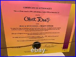 CHUCK JONES CEL BUGS AND WITCH HAZEL TRUANT OFFICER CEL SIGNED WithCOA- Framed
