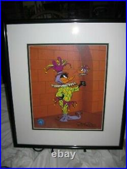 CHUCK JONES Daffy duck RUDE JESTER' 1995 FRAMED SIGNED LE HAND PAINTED CEL