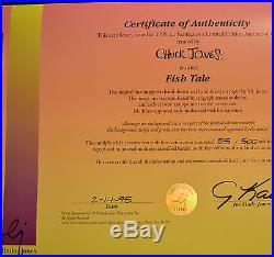 CHUCK JONES FISH TALE SIGNED ANIMATION CEL #55/500 WithCOA DAFFY DUCK