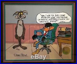 CHUCK JONES Hand Signed Animation Cel Daffy Duck Lawyer For Wiley Coyote- COA