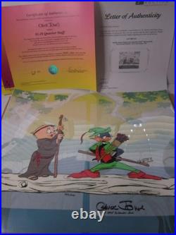 CHUCK JONES LtdEd 443/500 Hand Painted Signed'1.25 Quarter Staff' Animation Cel