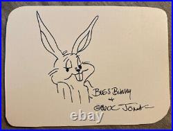 CHUCK JONES ORIGINAL DRAWING Hand Signed Autographed 4.5 X 6.5 WithCOA BUGS BUNNY