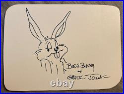 CHUCK JONES ORIGINAL DRAWING Hand Signed Autographed 4.5 X 6.5 WithCOA BUGS BUNNY