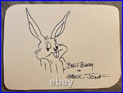 CHUCK JONES ORIGINAL DRAWING Hand Signed Autographed 4.5 X 6.5 WithCOA BUGS BUNNY