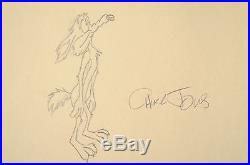CHUCK JONES ORIGINAL WILE E COYOTE PRODUCTION DRAWING SIGNED WithCOA 1960'S