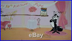 CHUCK JONES PEPE LEPEW 50TH BIRTHDAY ANIMATION CEL SIGNED #241/400 WithCOA