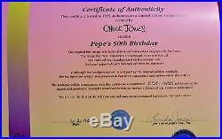 CHUCK JONES PEPE LEPEW 50TH BIRTHDAY ANIMATION CEL SIGNED #254/400 WithCOA