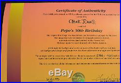 CHUCK JONES PEPE LEPEW 50TH BIRTHDAY ANIMATION CEL SIGNED #258/400 WithCOA