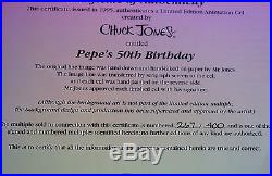CHUCK JONES PEPE LEPEW 50TH BIRTHDAY ANIMATION CEL SIGNED #267/400 WithCOA