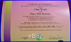CHUCK JONES PEPE LEPEW 50TH BIRTHDAY ANIMATION CEL SIGNED #358/400 WithCOA