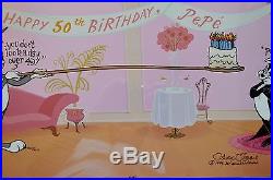 CHUCK JONES PEPE LEPEW 50TH BIRTHDAY ANIMATION CEL SIGNED #360/400 WithCOA