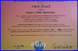 CHUCK JONES PEPE LEPEW 50TH BIRTHDAY ANIMATION CEL SIGNED #361/400 WithCOA