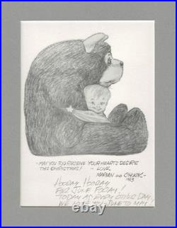CHUCK JONES SIGNED Bear Holiday Card Print 1983 Foray Owned with Dedication