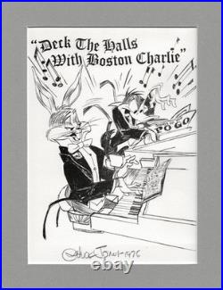 CHUCK JONES SIGNED Bugs Daffy Looney Tunes Holiday Card Print 1976 Foray Owned