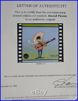 CHUCK JONES SOUND PLEASE LE DAFFY DUCK CEL SIGNED/# WithCOA #373/500 DATED 1993