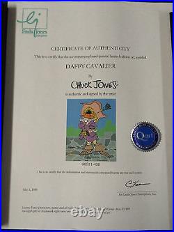 CHUCK JONES Signed Animation Cel Daffy Duck DAFFY CAVALIER COA