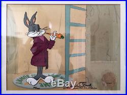 CHUCK JONES Signed Bugs Bunny Smoking Carrot FRAMED LIMITED 1992 Animation Cel