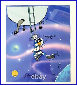 CHUCK JONES Signed Cel Daffy Astronaut Rocket Ship Space Looney Tunes Art Cell