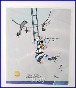 CHUCK JONES Signed Cel Daffy Astronaut Rocket Ship Space Looney Tunes Art Cell