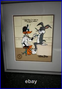 CHUCK JONES Signed Dr. Daffy Examines Bugs Limited Edition Cel