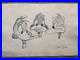 CHUCK JONES drawing and painting on old paper signed stamped vintage