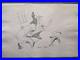 CHUCK JONES drawing and painting on old paper signed stamped vintage