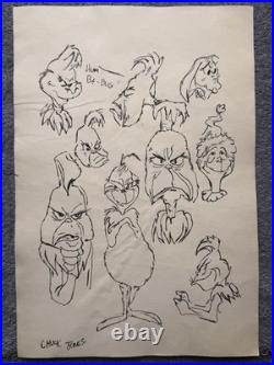 CHUCK JONES drawing and painting on old paper signed stamped vintage CHUCK JONES drawing and painting on old paper signed stamped vintage