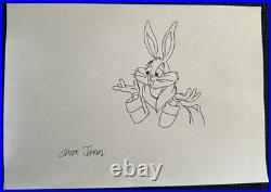 CHUCK JONES drawing and painting on old paper signed stamped vintage