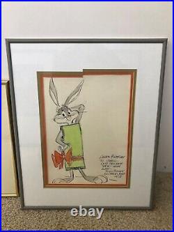 CHUCK JONES original SIGNED colored drawings BUGS BUNNY & SANTA known provenance