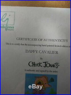 CHUCK JONES signed Daffy Cavalier 1988 Limited Edition Cel with Seal and COA